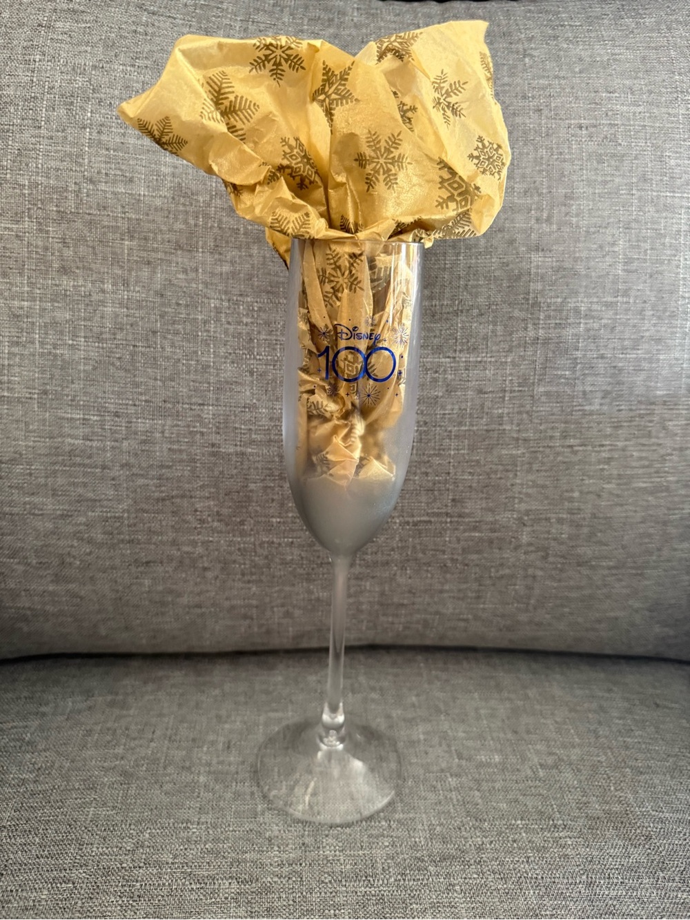 Disney 100 Clear Champagne Flute with Blue Logo